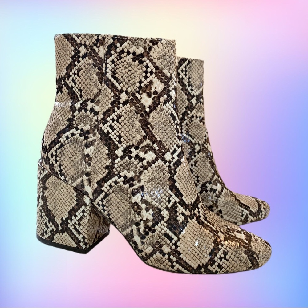 Margot Patent Snake Snakeskin Heeled Ankle Boots